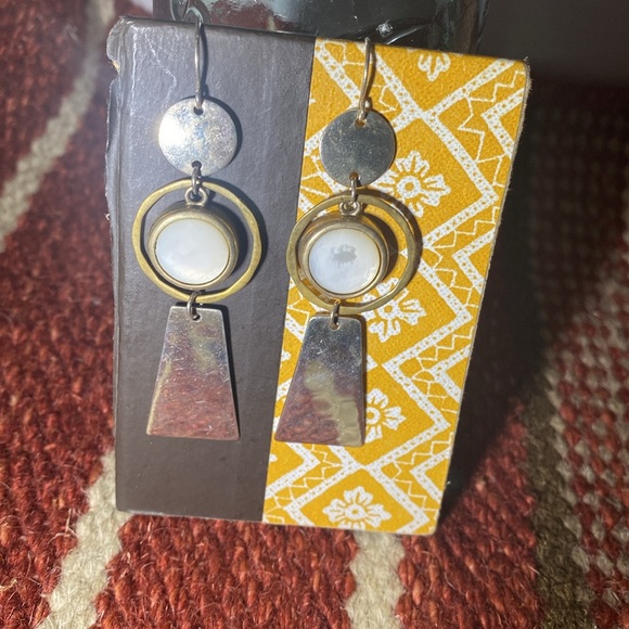 Sterling silver and brass earrings - Picture 2 of 4